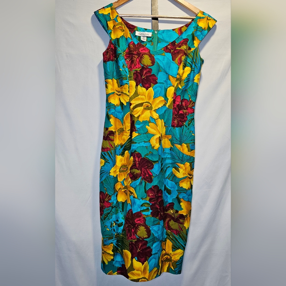 Vintage Gillian silk tropical rockabilly dress